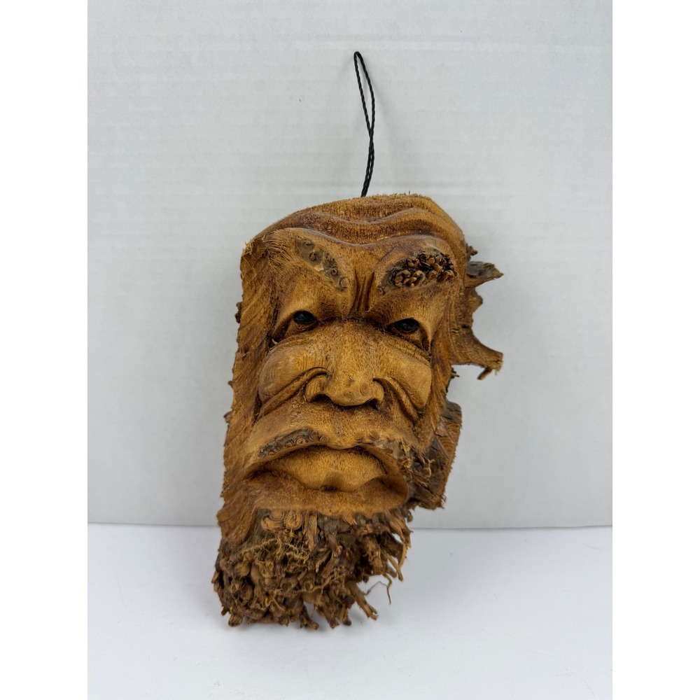 Vintage Hand Carved Wise Man Wood Spirit Coconut Palm Root Face Sculpture